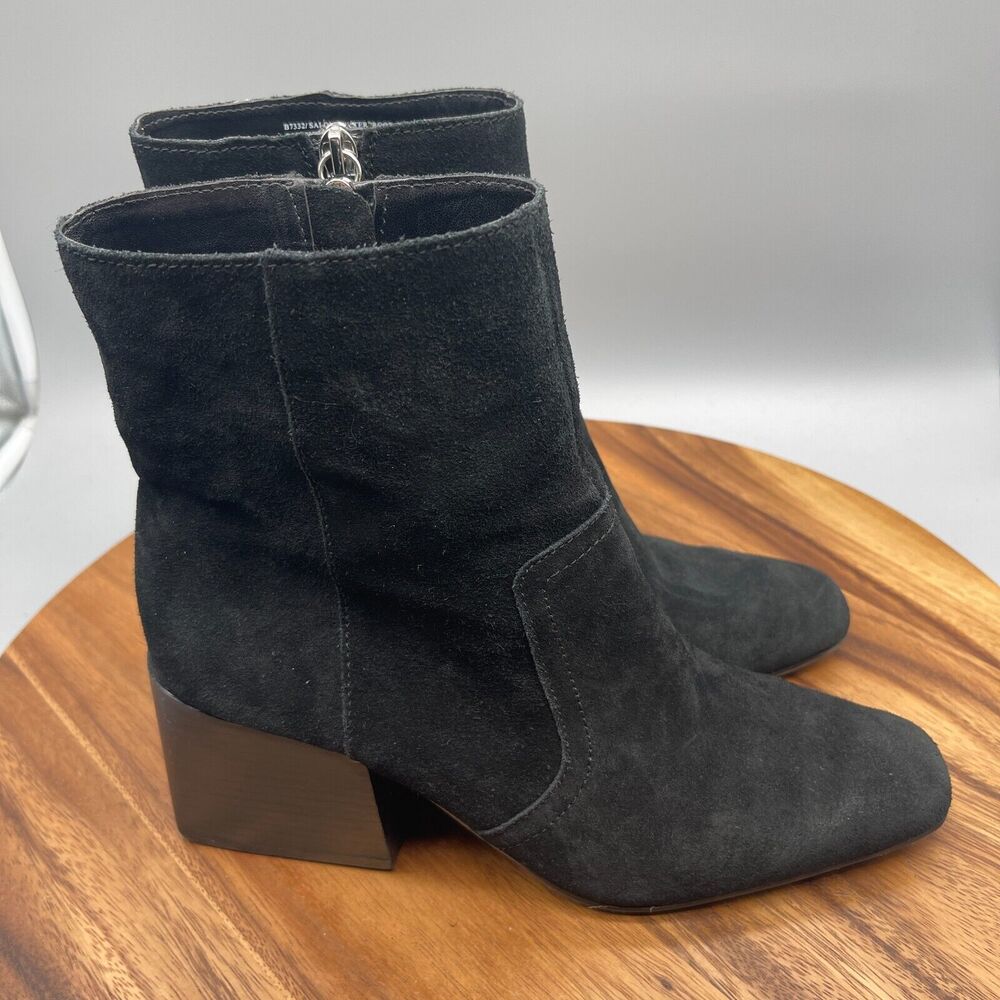 Blondo Salome Boots Womens 9 M Black Suede Waterproof Ankle Booties Block Heel